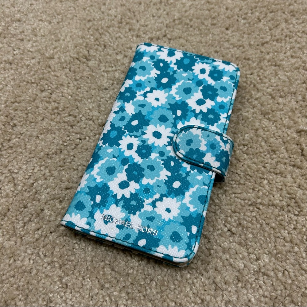 NWOT Michael Kors Saffiano Leather Folio Case Floral for iPhone X/XS